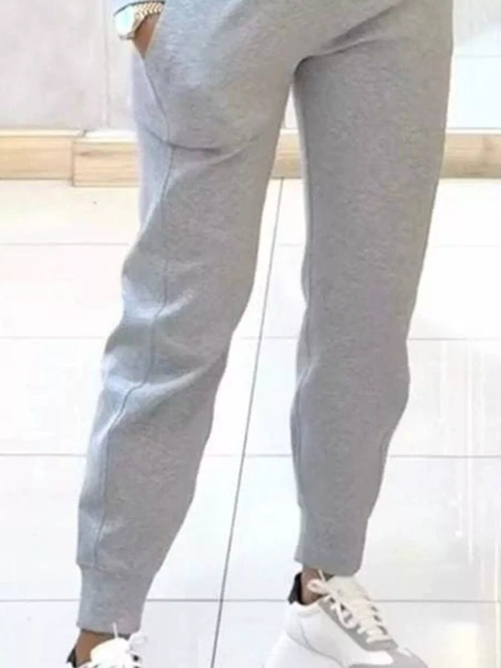 Simply Love casual chic cropped sweatshirt and jogger set, stylish and comfortable loungewear for women.