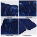 FitiqueFit seamless denim print leggings with hollow cut design, showcasing a sexy, form-fitting activewear style.