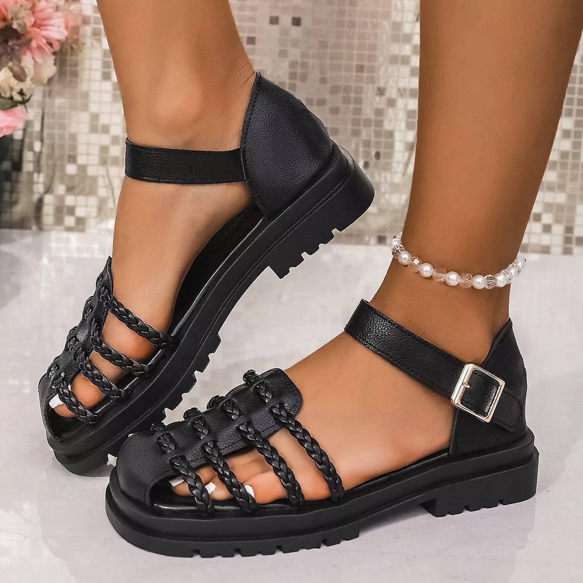 Shopimist round toe platform sandals with chunky soles and open-toe design, perfect for summer wear.