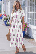 Aileen ruffle hem maxi dress by Threaded Pear featuring a flowing silhouette and ruffled hem in soft, lightweight fabric.