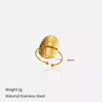Hammered disc open ring by Shopimist, featuring a textured metal design with a modern, minimalist style.