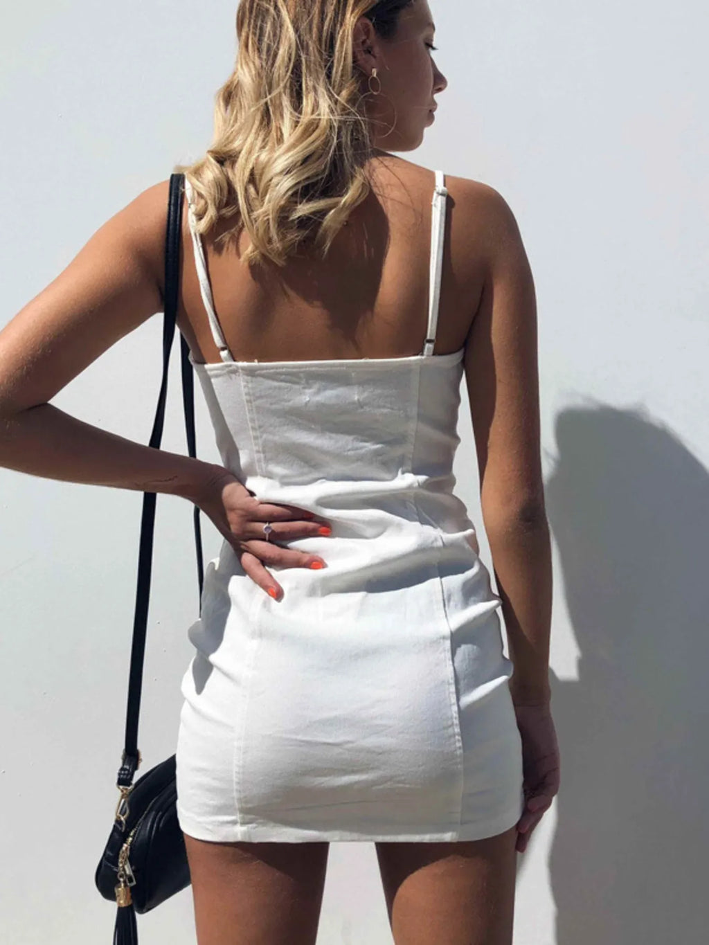 Plus size Shopimist bodycon mini dress with full zip-front, fitted design, and stylish short length.