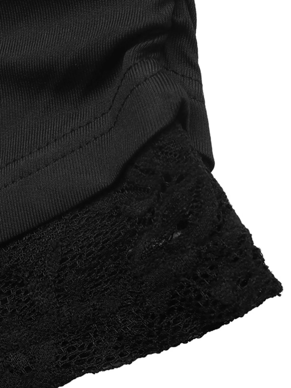 Slim fit one-shoulder T-shirt with lace trim from Trendsi, featuring a stylish design and fitted silhouette.