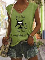 Women's V-neck printed short sleeve loose fit T-shirt by FitiqueFit in various colors, featuring a casual V-neck design and relaxed fit.