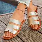 Open toe casual sandals by Plush Fashion Hub featuring a stylish design with comfortable straps and a flat sole.