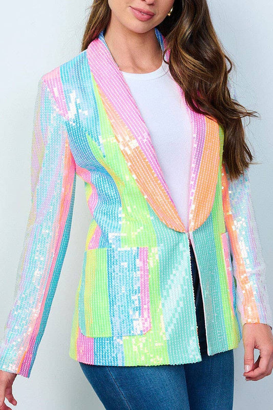 Pastel Rainbow Sequin Blazer Pretty Little Patriot