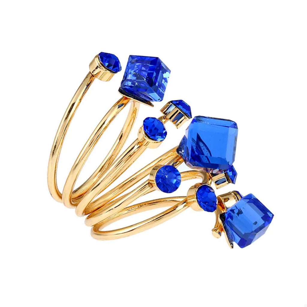 18K gold-plated multi-layered ring with delicate bands and intricate design, showcasing a stylish and elegant jewelry piece.