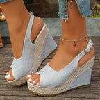 Women's open toe high wedge sandals by Trendsi featuring chic summer heel design and comfortable style, shown in a stylish shoe image.