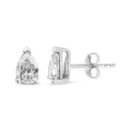 Pear shape lab grown diamond stud earrings in 14K white gold, F-G color, VS2-SI1 clarity, from Plush Fashion Hub.