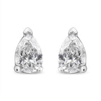 Pear-shaped lab-grown diamond stud earrings in 14K white gold, F-G color, VS2-SI1 clarity, from Plush Fashion Hub.