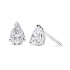 14K white gold lab-grown diamond stud earrings with pear shape, F-G color, VS2-SI1 clarity, from Plush Fashion Hub