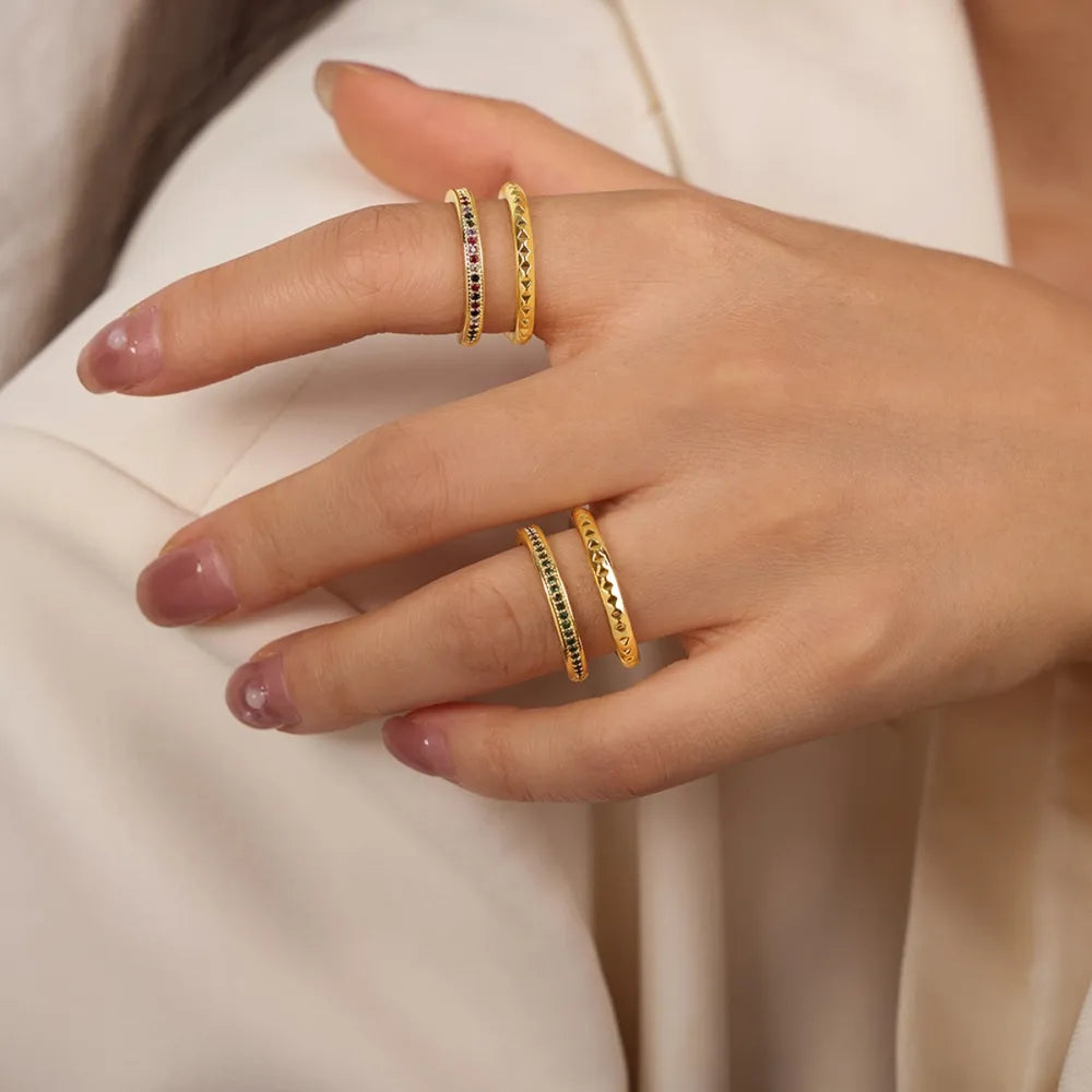 Gold-plated Czech diamond double-layered ring with intricate design, featuring sparkling stones and elegant craftsmanship.