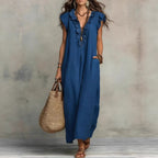Women's spring and summer elegant dress by LadyShow.Store featuring pockets, ruffles, and a stylish, flowy design.