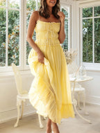 Women's Divine Frill Ruffled Hem Midi Cami Dress by Trendsi, featuring a flowing silhouette with frill accents and a ruffled hem.