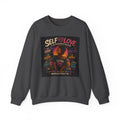 Self Love crewneck sweatshirt with empowering graphic print, soft cotton pullover by Printify featuring positive message.