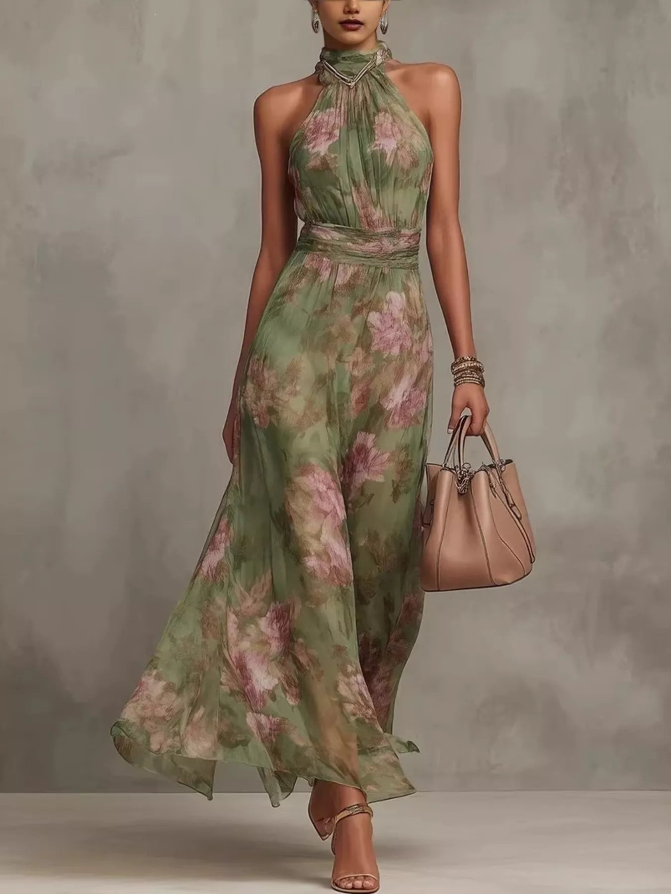Full size floral print sleeveless maxi dress by Trendsi, featuring a vibrant floral pattern and flowing silhouette.