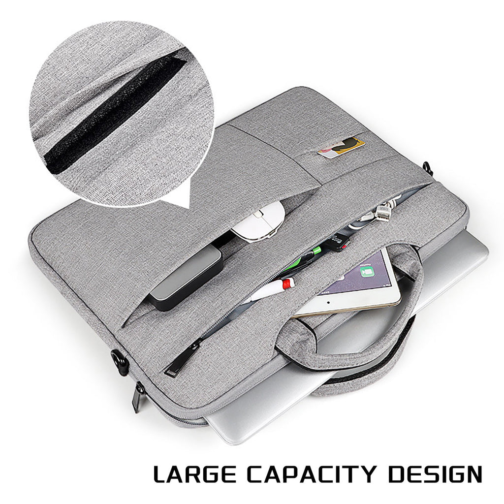 Plush Fashion Hub 13-15.6 inch laptop bag with shoulder strap, black carrying case for business, school, or leisure use