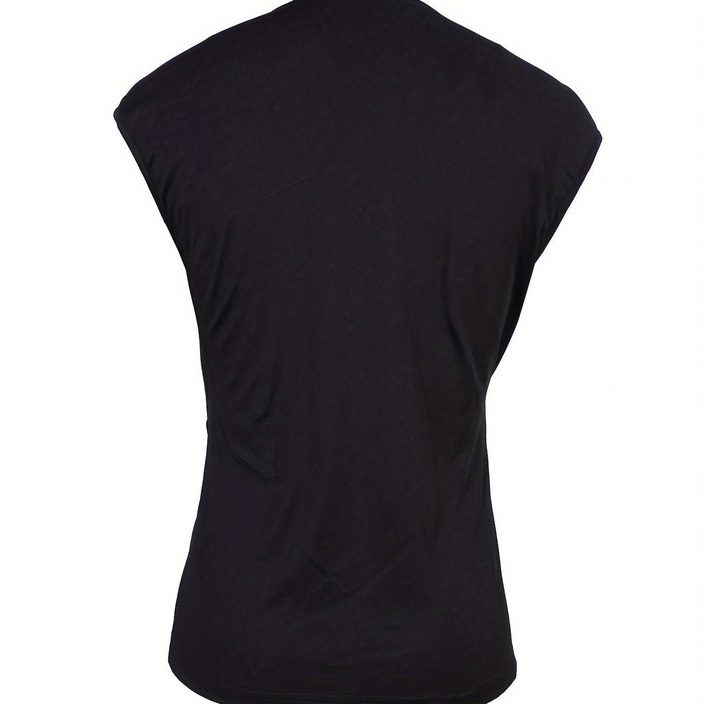 Women's sleeveless collar shirt top by FitiqueFit featuring a unique casualwear design, shown in a stylish and comfortable fit.