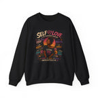 Self Love Printify crewneck sweatshirt with empowering graphic design on soft, comfortable fabric.