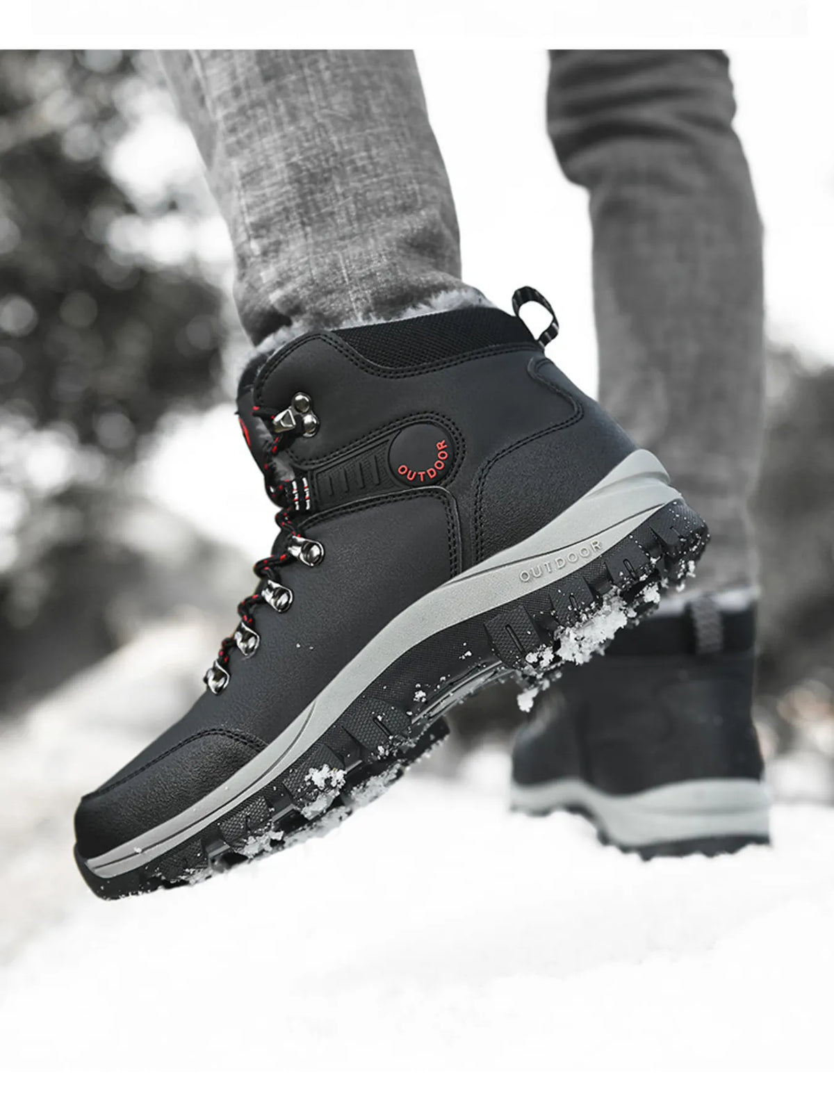 Men's lace-up ankle boots from Plush Fashion Hub, stylish footwear with leather finish and durable sole, perfect for casual wear.