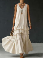 Women’s ice silk sleeveless maxi dress by FitiqueFit in various colors, loose fit, perfect for casual or summer wear.