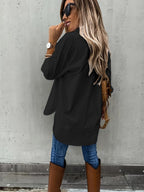 Women’s casual long sleeve shirt with pocket by FitiqueFit, featuring a relaxed fit and comfortable fabric.