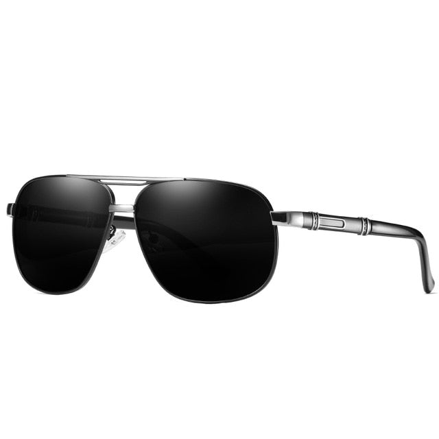 Black polarized driving sunglasses for men by Plush Fashion Hub, stylish eye wear with UV protection.