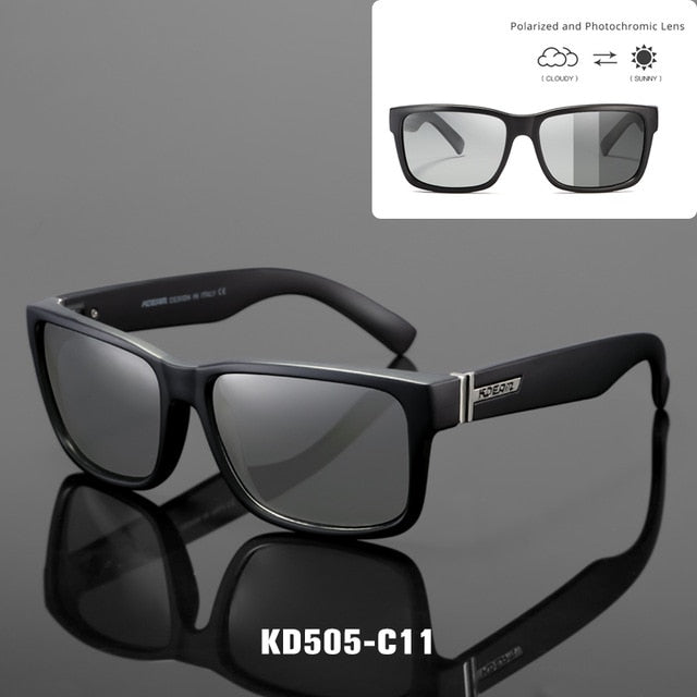 Men's polarized sport sunglasses with UV400 protection and square frame by Plush Fashion Hub, showing sleek black eyewear on a white background.