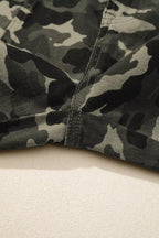 Camouflage print multi-pocketed women's denim pants by Shopimist, featuring a stylish camouflage design and functional pockets.