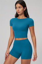 Fitglutes Activewear Rapture T-shirt and shorts 2-piece gymwear set, comfortable sportswear for workout activities.