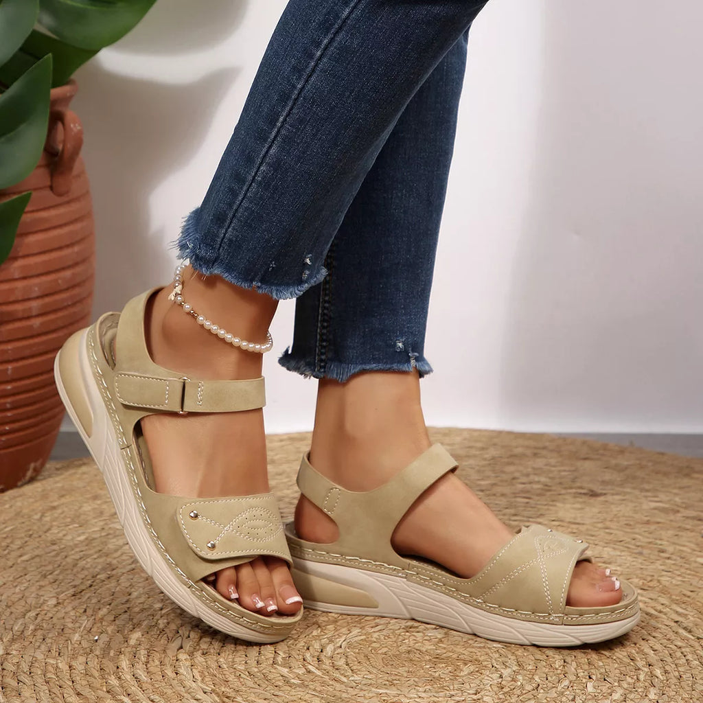 Shopimist open toe platform sandals with chunky heels and ankle straps, stylish footwear for casual or dressy occasions.