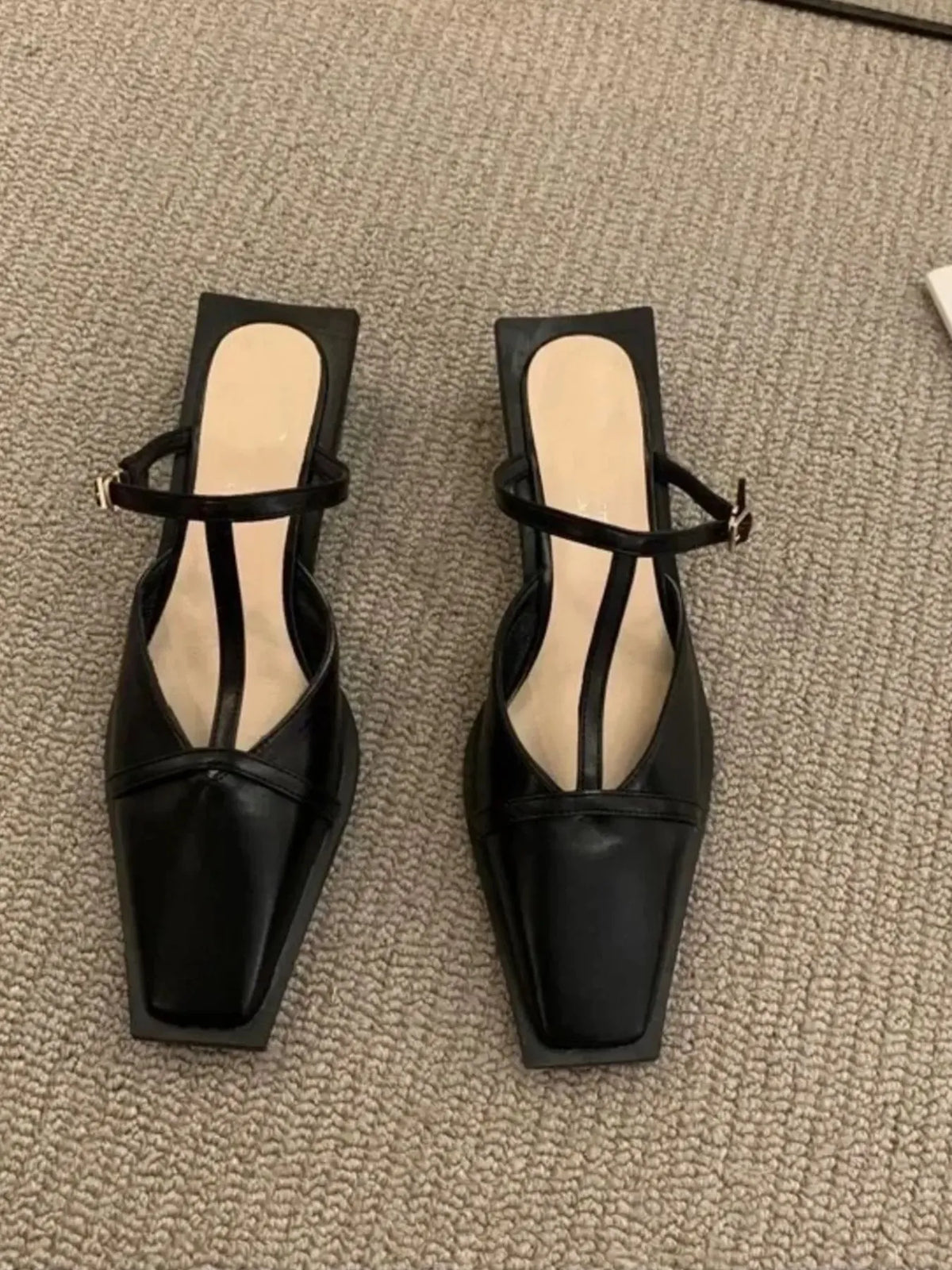 Women's Square Toe T-Strap Sandals by Trendsi, showcasing stylish footwear with a square toe design and T-strap detailing.
