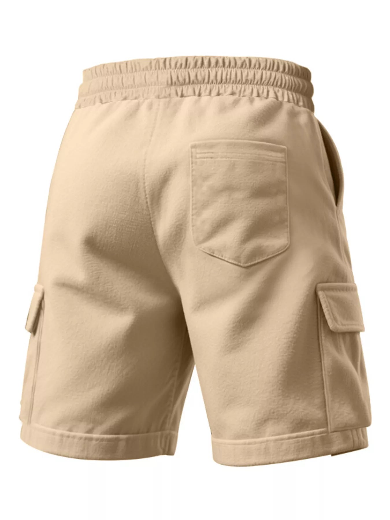 Men's plus size drawstring pocketed shorts from Trendsi, featuring a comfortable fit and casual style, shown in the product image.