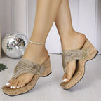 Plush Fashion Hub toe post wedge sandals featuring a stylish design with comfortable straps and a wedge heel.