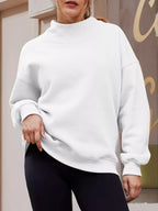 Women's oversized mock neck sweatshirt with dropped shoulders, casual fit, in a soft pullover style, from Trendsi.