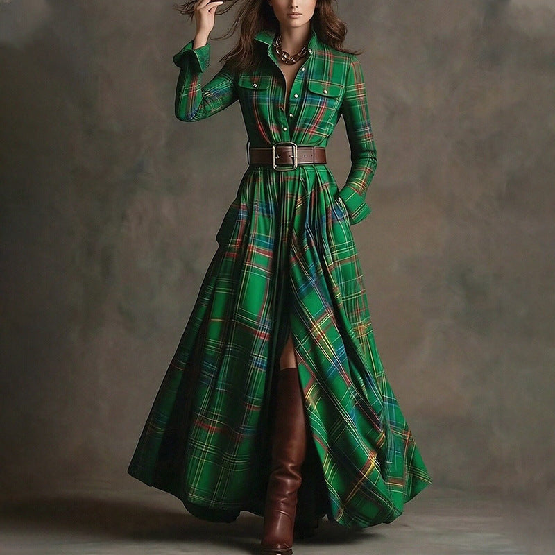 Women's printed lapel slim-fit dress by Plush Fashion Hub, casualwear in elegant, stylish commuter style with floral patterns.