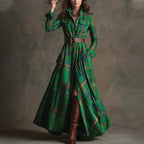 Women's printed lapel slim-fit dress by Plush Fashion Hub, casualwear in elegant, stylish commuter style with floral patterns.