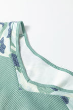Plus size Mazie Mist Ribbed Patchwork Tee by Threaded Pear, featuring a ribbed fabric and colorful patchwork design.