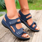 Shopimist open toe wedge sandals with ankle straps and chunky heels, perfect for summer casual wear.