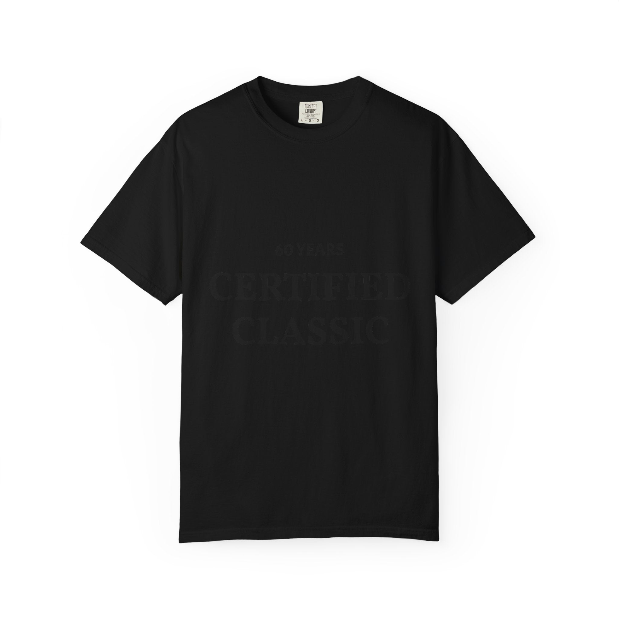 White Certified Classic 60 Years T-Shirt by Printify with vintage graphic design on front, casual unisex style.