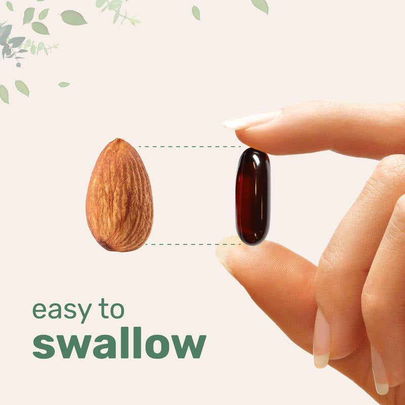 eprolo pumpkin seed oil extract soft capsules for beauty and health, showing the soft gel capsules in a clear container.