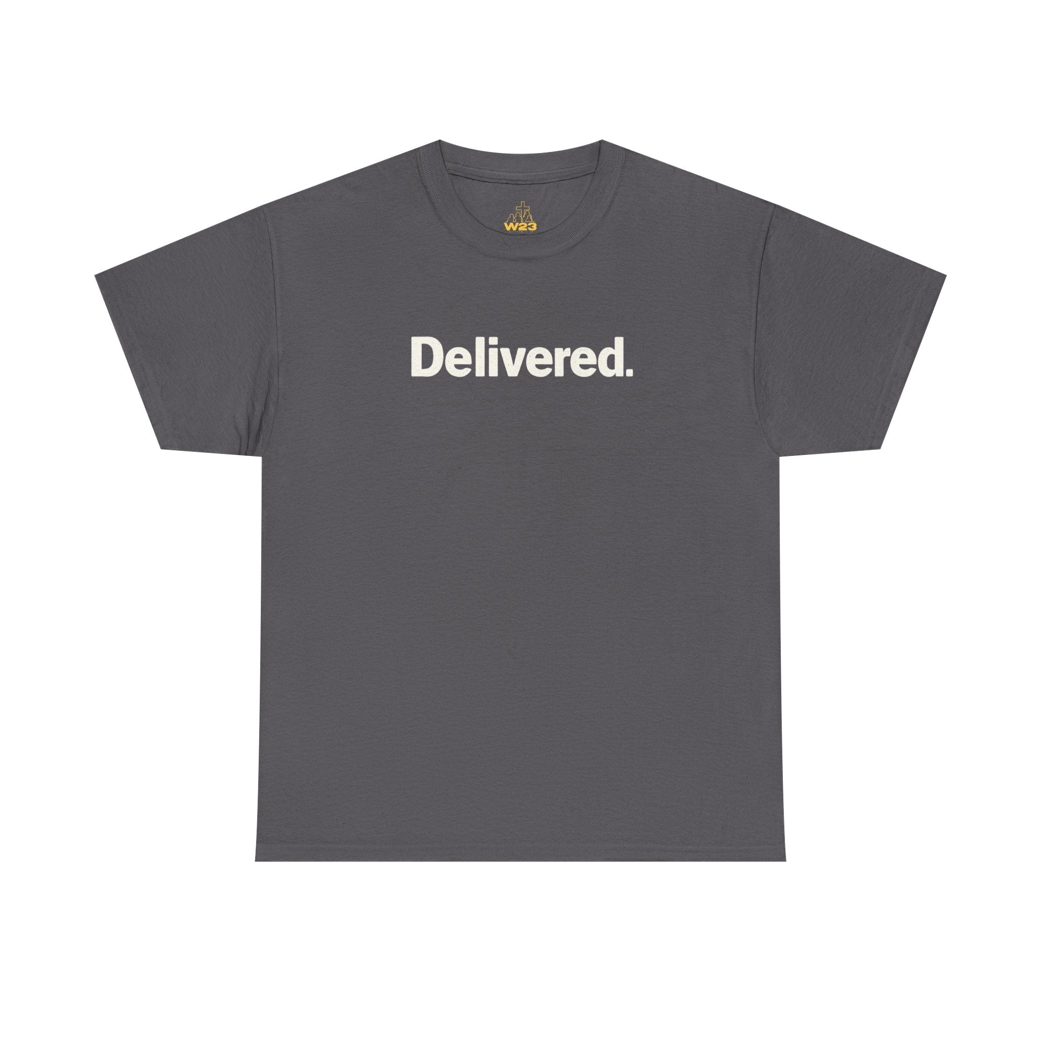 Heaven Sent Christian T-Shirt by Wear Your Worship featuring faith-based graphic design and back label detail.