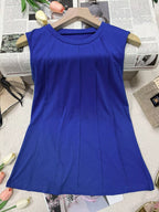 Trendsi round neck tank top, sleeveless tops in soft fabric, shown in a light color with a fitted, casual design.