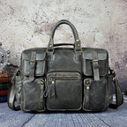 First Layer Cowhide Men's 16-inch large-capacity briefcase from Plush Fashion Hub, showing sturdy leather exterior and spacious design.