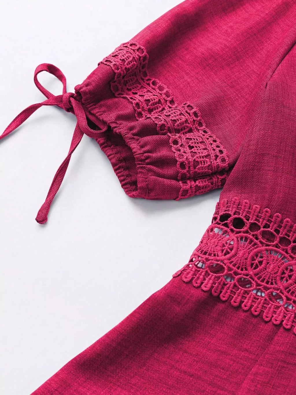 Lace detail V-neck mini dress by Shopimist featuring delicate lace accents and a flattering V-neckline.