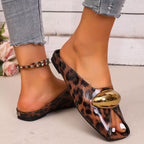 Leopard open toe sandals by Plush Fashion Hub featuring stylish animal print and comfortable open-toe design.