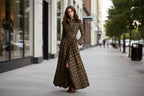 Women's printed lapel slim-fit casualwear dress by FitiqueFit featuring a stylish pattern and elegant commuter style.