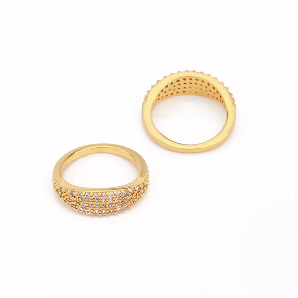 18K gold-plated copper ring with a round zircon gemstone, stylish and elegant jewelry by Shopimist.