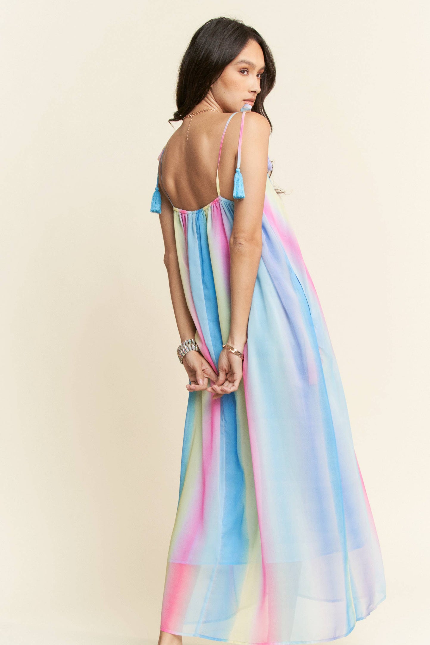 Ombré Rainbow Pastel Maxi with Tassles Pretty Little Patriot