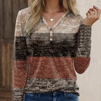 Women's FitiqueFit color block casual pullover with long sleeves, soft fabric, and relaxed fit, perfect for everyday wear.